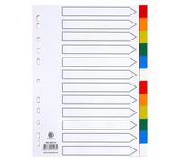 Lot de 2 - Intercalaire A4 polypropylène coloré Bruneau 12 onglets neutres multicolores - 1 jeu - Intercalaires neutres plastique - Bruneau