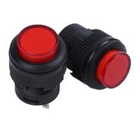 Lot de 2 interrupteurs à bouton-poussoir momentané à LED rouge, 4 bornes, DC 3 V, SPST, noir et rouge, diamètre 12 mm