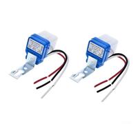 Lot de 2 interrupteurs de contrôle automatique de la lumière 220 V avec capteur crépusculaire à l'aube pour lampadaires, lampes de jardin, utilisation en extérieur, boîtier IP avec portée de détection