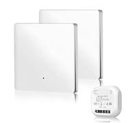 Lot de 2 interrupteurs muraux sans fil avec récepteur 10 A - Interrupteur sans fil pour salle de bain, chambre à coucher, extérieur