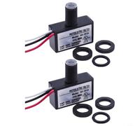 Lot de 2 interrupteurs photoélectriques 120 VAC Capteur crépusculaire Contrôle de la lumière Résistant aux intempéries pour jardin, cour, allée, grange, marche/arrêt automatique, noir
