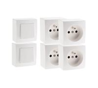 Lot de 2 interrupteurs va et vient + 4 prises 16A en saillie - Blanc - Presto - Zenitech