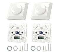 Lot de 2 interrupteurs variateurs LED 220-240 V avec bouton rotatif, variateur universel 5-200 W pour lampes LED, interrupteur rotatif à intensité variable, blanc, pour chambre à coucher, salon