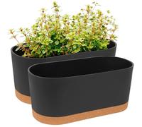 Lot De 2 Jardiniere Balcon-Ø 40XH 17,8Cm-Grande Taille Pot De Fleur Plastique Exterieur Avec Trous De Drainage Et Base Amovi[Ji6]