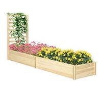 Outsunny Jardinière avec Treillis carré Potager en Bois 230 x 60 x 110 cm Effet Bois Naturel