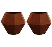 Lot de 2 jardinières carrées pour l'extérieur, en métal, dimensions 75x75x60 cm. Idéales pour le jardin et la terrasse. Couleur : kaki foncé