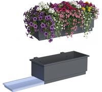Lot de 2 jardinières de balcon Relaxdays, pour balustrades, dimensions : 17 x 50 x 19 cm, jardinières avec système de drainage et bac, acier, anthracite