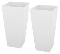 Lot de 2 jardinières hautes, jardinières coniques d'extérieur de 665 mm pour plantes d'intérieur et d'extérieur, pots de fleurs modernes en plastique pour le porche, équipés de roulettes, d'un pot int