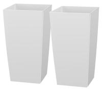 Lot de 2 jardinières hautes, jardinières coniques d'extérieur de 750 mm pour plantes d'intérieur et d'extérieur, pots de fleurs modernes en plastique pour le porche, équipés de roulettes, d'un pot int