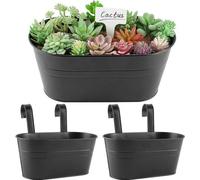 Lot de 2 jardinières, jardinières vintage, jardinières à suspendre avec crochets, pour balcon, pour la décoration, balcon, extérieur, mur, jardin, mur, C, C