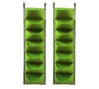 Lot de 2 jardinières murales verticales en feutre à 7 poches pour herbes et fleurs, gain de place, pour balcon, clôture, jardinage, vert et noir (vert)