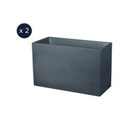 Lot de 2 Jardinières Muret Graphit 99,5 x 39,5 x 60 cm - 116 L - Gris anthracite - Eda