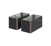 Outsunny Lot de 2 lits de jardin surélevés acier galvanisé fond ouvert 120x60x60 cm gris foncé