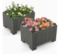 Lot de 2 jardinières rectangulaires surélevées pour l'intérieur et l'extérieur – HDPE durable avec système de drainage haut de gamme
