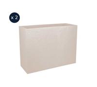 Lot de 2 jardinières rectangulaires Eda Volcania effet pierre - 63 L, beige calcaire Beige