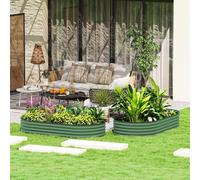 Lot de 2 jardinières surélevées en acier de grande taille, jardinière en acier galvanisé à fond ouvert, bac à plantes pour potager, vert | 181 x 93 x 30 cm | 15,5 kg | Bordure en caoutchouc