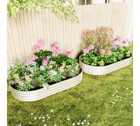 Lot de 2 jardinières surélevées en acier galvanisé XXL, résistantes au gel et à la rouille, pour légumes et herbes aromatiques, couleur argent, 244 x 122 x 31 cm
