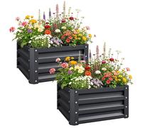 Lot de 2 jardinières surélevées - Outsunny - pour légumes, fleurs - acier galvanisé - 60 x 60 x 30,5 cm - gris