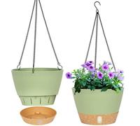 Lot de 2 jardinières suspendues, 20.3 cm de diamètre pour l'intérieur et l'extérieur, Pot de Fleurs Suspendu (Vert) YYV
