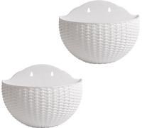 Lot de 2 jardinières suspendues - Jardin de fleurs en demi-lune - Style européen - Imitation rotin - Jardinières murales - Pour balcon et terrasse