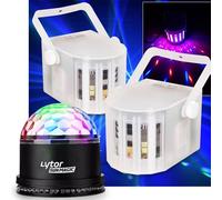 Lot de 2 jeux de lumi?re effet DERBY ? 4 LEDs RGBW + Etriers fixations + Astro SUNMAGIC RVB