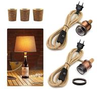 Lot de 2 Kit Lampe Bouteille, Douille E27 Laiton, Câble 240 cm, 3 Tailles Bouchons, Pour Salon, Cuisine .