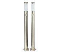 Lot de 2 lampadaires d'extérieur design en acier inoxydable lampes d'éclairage d'allée de jardin détecteur de mouvement