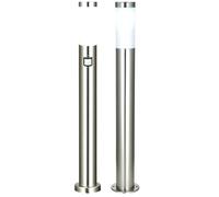 Lot de 2 lampadaires d'extérieur LED, 1 lampadaire avec détecteur de mouvement, éclairage d'allée de jardin, lampe d'extérieur en acier inoxydable, E27 LED blanc chaud, extérieur de jardin