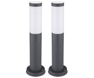Lot de 2 lampadaires d'extérieur LED sur pied d'allée de jardin éclairage de terrasse en INOX anthracite