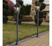 Lot de 2 lampadaires d'extérieur sur pied lampadaires lanterne jardin cour éclairage verre ALU