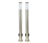 Lot de 2 lampadaires Distribution de courant IP44 Prises extérieures Acier inoxydable argenté