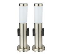 Lot de 2 lampadaires en acier inoxydable spot de jardin de parc IP44 2x douille dans le lot avec ampoules LED