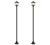 Lot de 2 lampadaires vidaXL avec ampoule LED, noir, 16 x 16 x 156 cm