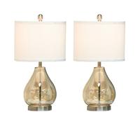 Lot de 2 Lampe de bureau, Lampe de chevet, pour Chevet chambre et salon, 30*30*56cm, Douille E27, tiges ambrées en forme de goutte