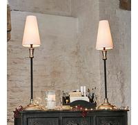Lot de 2 lampes à poser Obsonville argenté/noir/crème H/Ø env. 81/16.5 cm