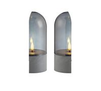 Lot de 2 lampes de table LED Illusion - Blanc chaud 2500 K - Fonctionne sur batterie - Verre fumé gris - Design flamme décorative - Sans fil - Idéal pour salon, chambre à coucher, terrasse - Lumière