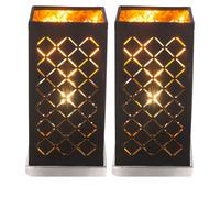 Lot de 2 lampes de table LED Lampe d'appoint Lampe de chevet Nickel mat Noir Décor Feuille d'or H 25 cm