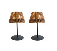 Lot De 2 Lampes De Table Sans Fil Polyrotin Beige H24cm