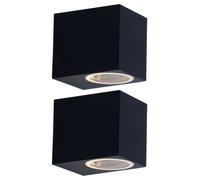 Lot de 2 lampes d'extérieur LED RGB télécommande ALU down spots appliques de façade dimmable noir