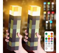 Lot de 2 lampes murales - 8 couleurs - Lampe de nuit - Rechargeable par USB - Torche LED pour enfants - Pour main ou support mural - Jouet - Cadeau - 28 cm
