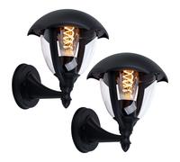 Lot de 2 lampes murales façades maison porte éclairage ALU lanterne extérieure lampes verre spot noir