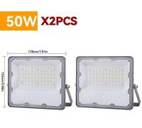 Lot de 2 lampes murales LED d'extérieur - 50 W - Sans détecteur PIR - Indice de protection IP66 - Lumière blanche froide - 220 V
