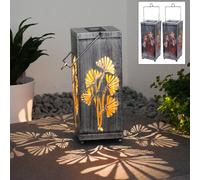 Lot de 2 lampes solaires à LED Lampe solaire d'extérieur métal argenté antique IP44 H 26,8 cm