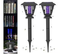 Lot de 2 lampes solaires anti-insectes LED extérieures, étanches, avec prise de terre, pour jardin et terrasse (125 caractères)