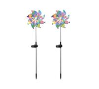 Lot de 2 Lampes Solaires de Jardin Colorées en Forme D'Éolienne, Étanches, à Piquer, pour Éclairage Paysager LED Décoratif de Cour
