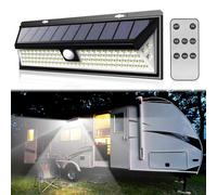 Lot de 2 lampes solaires d'extérieur à 118 LED avec détecteur de mouvement et télécommande, étanches pour camping-car, caravanes, camions de nourriture