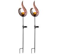 Lot de 2 lampes solaires d'extérieur LED Lampe solaire décorative Lampe d'extérieur en métal Verre noir or IP44 H 90 cm