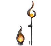 Lot de 2 lampes solaires d'extérieur LED pour le jardin, la véranda et les flammes Or Argent
