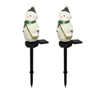Lot de 2 lampes solaires en forme de bonhomme de neige pour jardin | Étanchéité IP65, capteur de lumière automatique, autonomie de 8 heures, corps en plastique, forme de bonhomme de neige festif