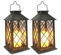 Lot de 2 lampes solaires en forme de carafe - 2 lampes solaires d'extérieur, étanches, lampes solaires suspendues, éclairage décoratif d'extérieur, accessoires de jardin, lampes rétro pour le jardin, 